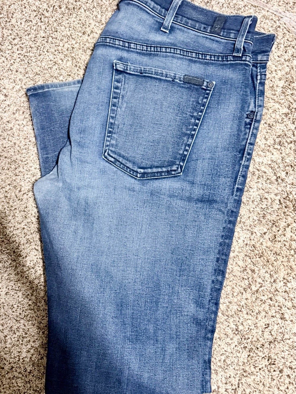 7 For All Mankind Men's Straight Jeans in Light Blue Wash